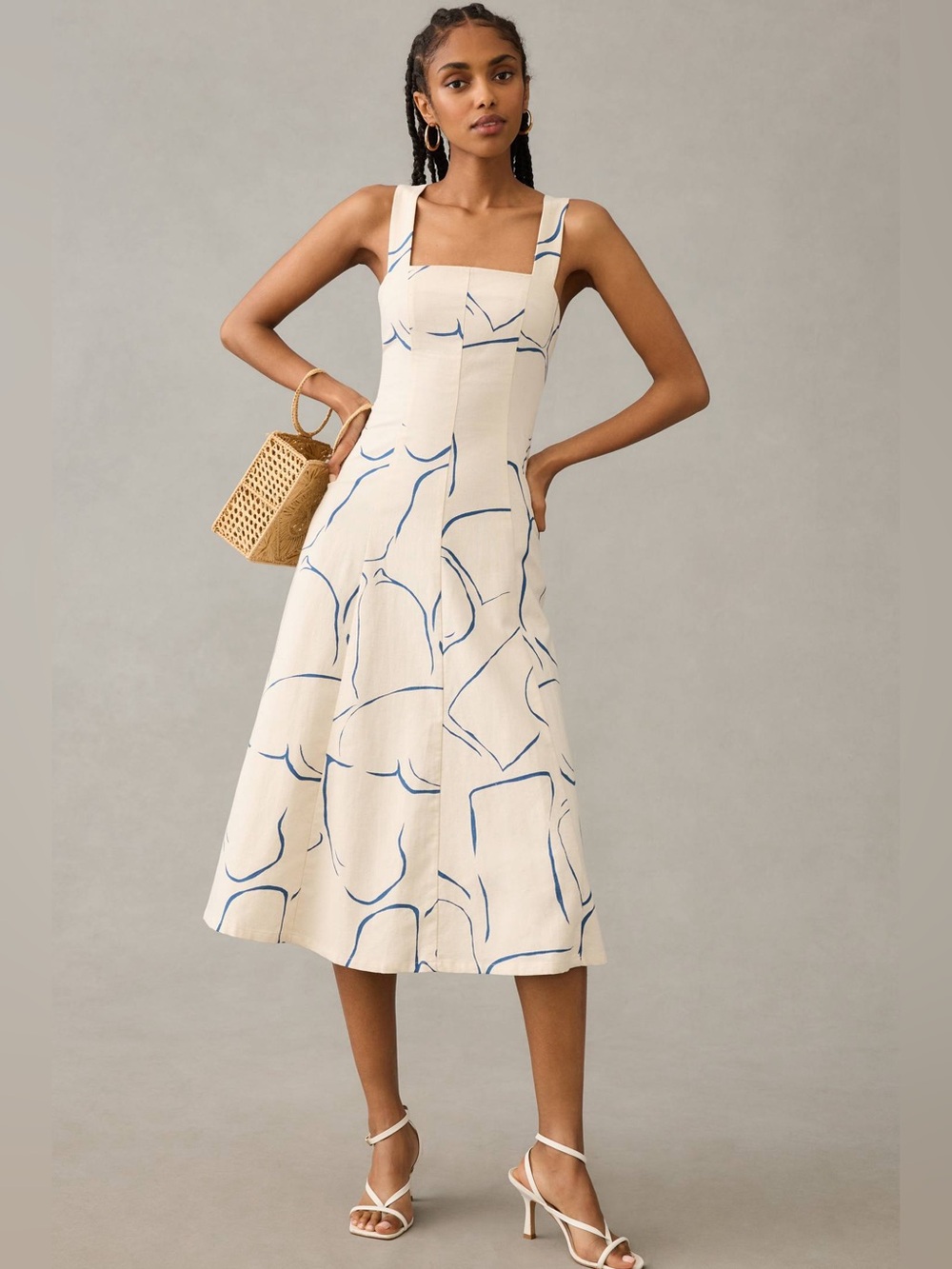 ANTHROPOLOGIE Corey Lynn Calter printed square-neck dress in XL Petite